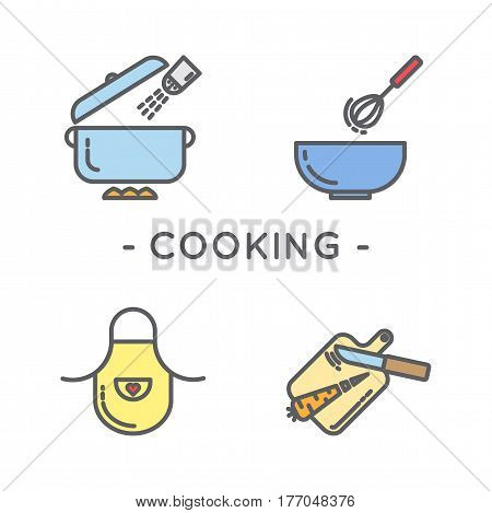Line Color Cooking Icon Set
