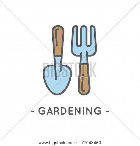 Line Color Gardening Icon On White Background