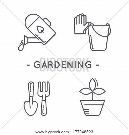 Line Black Gardening Icon Set