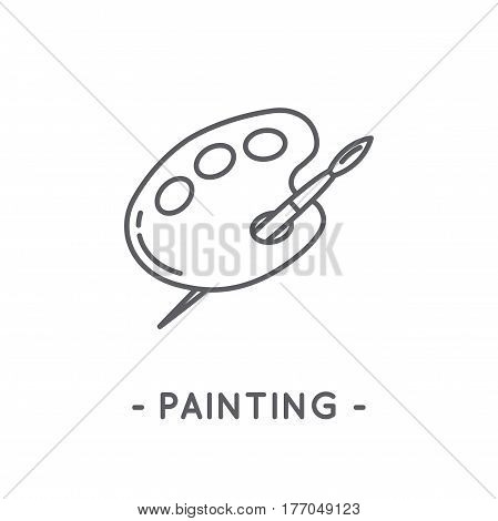Universal minimal black painting line icon on white background