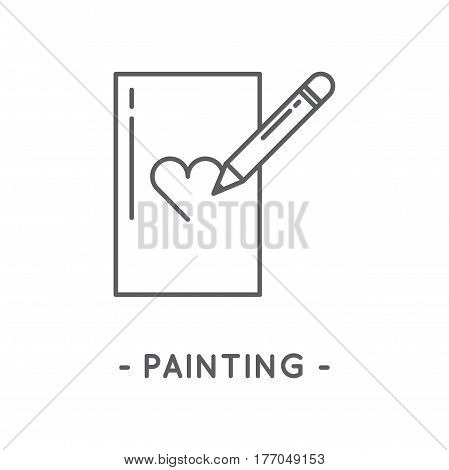 Universal minimal black pencil line icon on white background