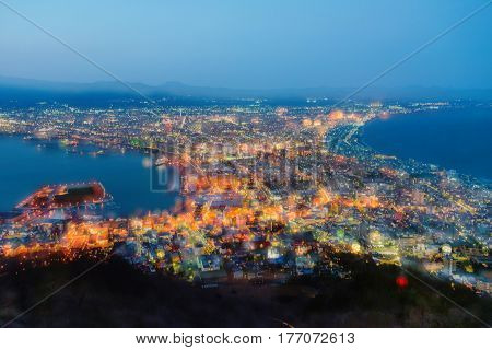 View Of Hakodate Bay At Dusk