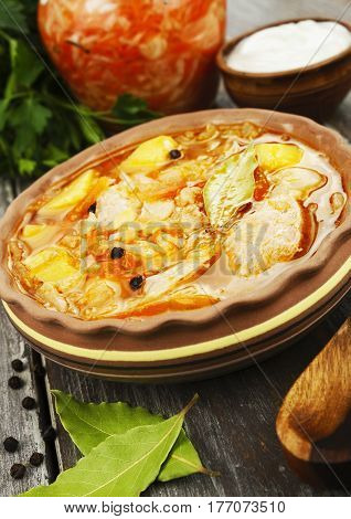 Traditional Shchi With Sauerkraut