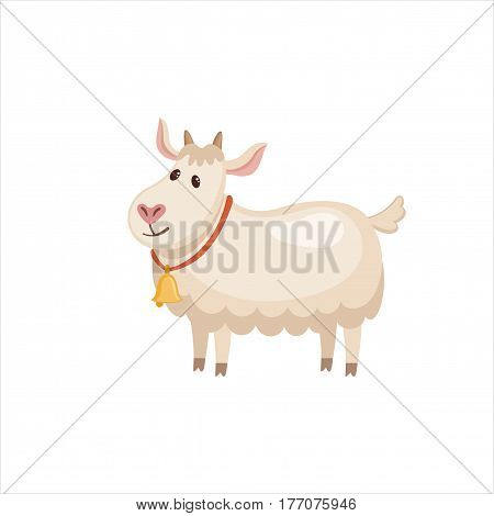 Cute goatling in flat style isolated on white background. Vector illustration. Cartoon goat.