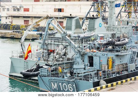 Ukraine, Odesa - March, 18, 2017: In Odessa Port Military Ships Were Moored From Junction Of The Sec