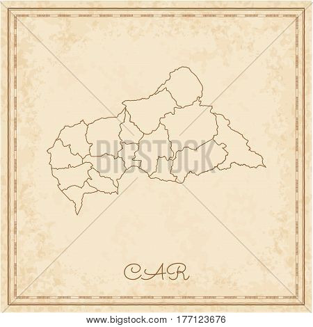Car Region Map: Stilyzed Old Pirate Parchment Imitation. Detailed Map Of Car Regions. Vector Illustr
