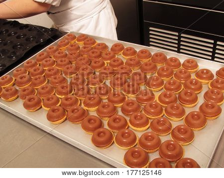 assorted sweet cup cake background.