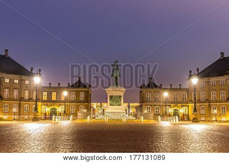 Amalienborg, royal danidh family resident, with town square in Copenhagen denmark