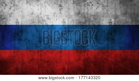 Grunge crumpled russian flag background with dirt. 3d rendering