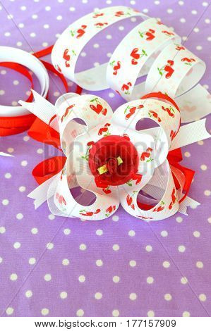 Bow of ribbon, children hair accessory, ribbon set