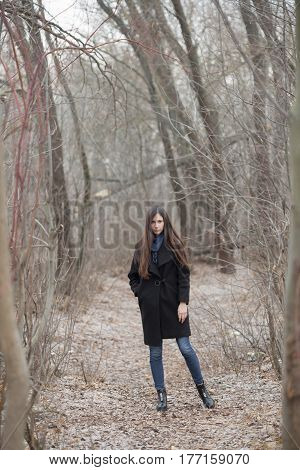 Portrait Of A Beautiful Girl In A Dark Forest