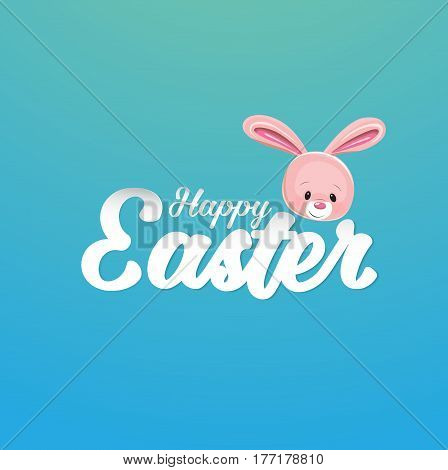 Happy Easter greeting card with rabbit. Vector illustration for Easter day