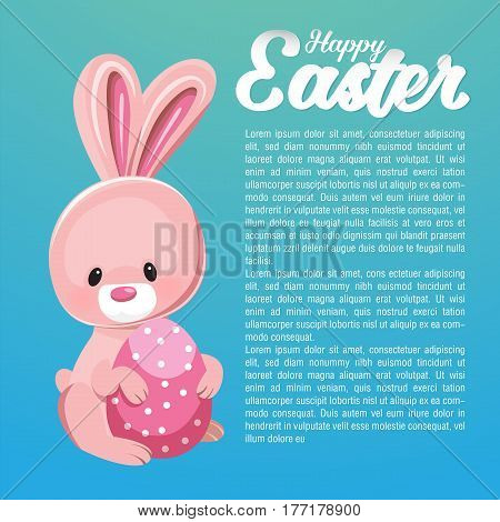 Happy Easter greeting card with rabbit. Vector illustration for Easter day