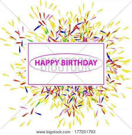 Happy birthaday label on white background. Vector illustration.