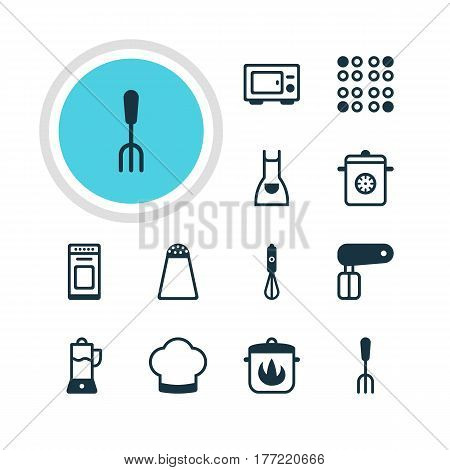 Vector Illustration Of 12 Kitchenware Icons. Editable Pack Of Steamer, Oven, Stewpot And Other Elements.