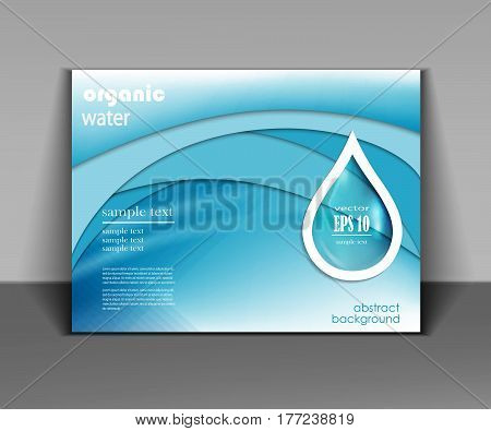 Blue shiny water drops banners set. Vector illustration. Fresh rain template for cover card design. Pure organic water. Clean water. Mountain mineral rich water. Spring water.