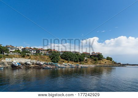 AHTOPOL, BULGARIA - JUNE 30, 2013: Panorama of port of town of Ahtopol,  Burgas Region, Bulgaria