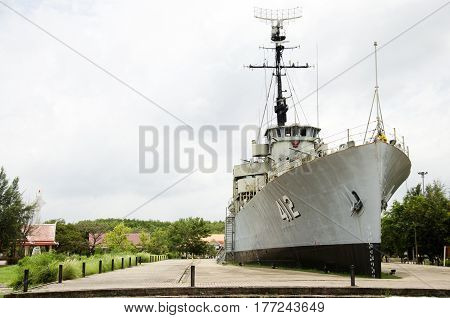 Remembrance Lhuangprasae Battleship Discharge Stop On Land For People Visit And Travel At Pak Nam Pr