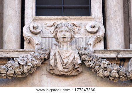 ROME, ITALY - SEPTEMBER 03: Angel, Church of Saints Vincent and Anastasius at Trevi in Rome, Italy on September 03,2016.