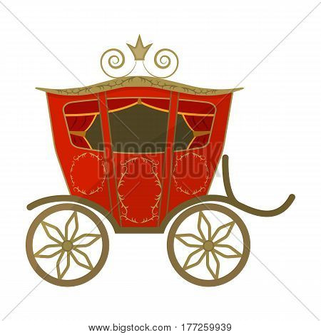 Wedding carriage. A carriage for the bride and groom.Wedding single icon in cartoon style vector symbol stock web illustration.