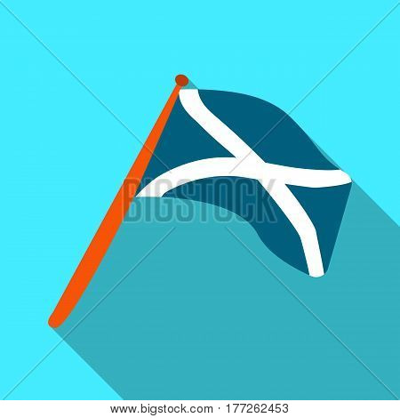 Scotland flag on a wooden stick.The Scottish national flag.Scotland single icon in flat style vector symbol stock web illustration.