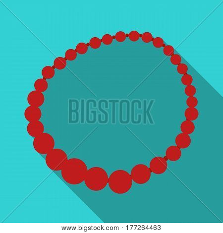 Red female necklace of precious stones. Dressing for women under the dress.  Woman clothes single icon in flat style vector symbol stock web illustration.