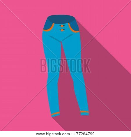 Blue women s jeans. Casual jeans comfortable clothing for women. Woman clothes single icon in flat style vector symbol stock web illustration.
