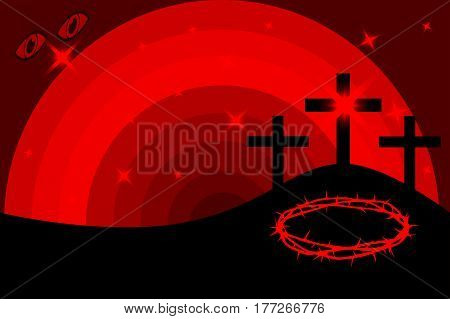 Three crosses standing on Golgotha , Easter - Golgotha
