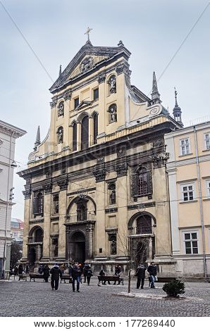 Lviv Ukraine - February 01 2017: Church of St. Peter and Paul of the Order of the Jesuits. Built in 1610-1630