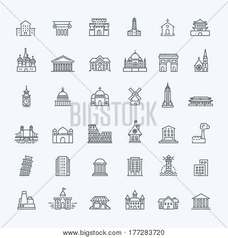 Building Icons Government building icons set of museum, library, theater isolated vector illustration set, government