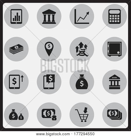 Set Of 16 Editable Financial Icons. Includes Symbols Such As Salary, Holdall, Money-Guard And More. Can Be Used For Web, Mobile, UI And Infographic Design.