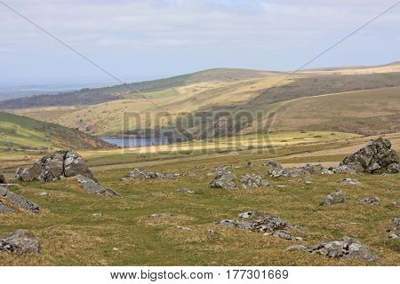 Meldon reservoir and Dartmoor from Sourton Tor