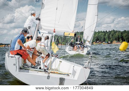 Moscow, Russia -  May 28 : Team Athletes Participating In The Sailing Competition - Spring Regata ,