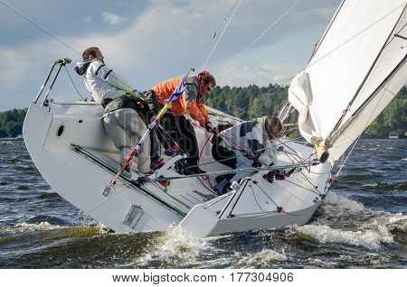 Moscow, Russia -  May 28 : Team Athletes Participating In The Sailing Competition - Spring Regata ,