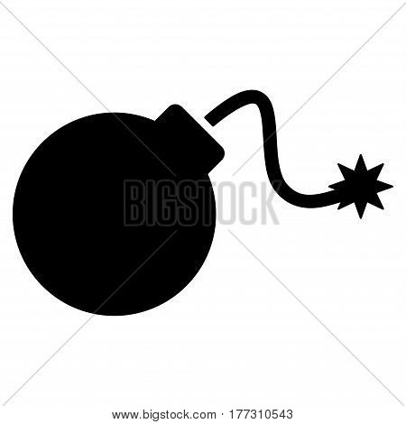 Bomb vector icon. Flat black symbol. Pictogram is isolated on a white background. Designed for web and software interfaces.