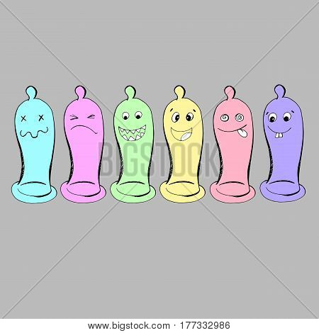 Latex condom. Realistic vector illustration. Contraceptive method.