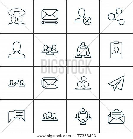 Set Of 16 Communication Icons. Includes Speaking People, Publication, Startup And Other Symbols. Beautiful Design Elements.