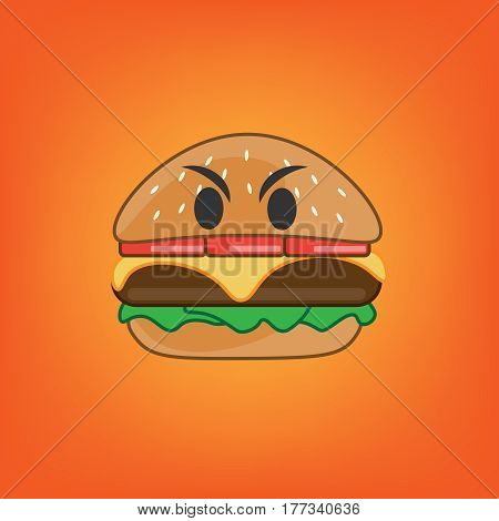 Cartoon Smile Burger. Emotion. Food. Vector  illustration
