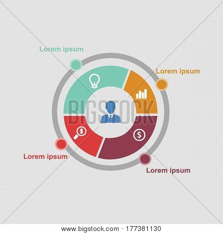 Business Infographic Circle In Flat Design. Layout For Your Options Or Steps. Abstract Pattern For B
