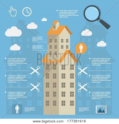 Business Infographic Construction Of Apartment Houses On Flat Design