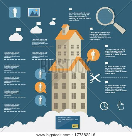 Business Infographic Construction Of Apartment Houses On Flat Design