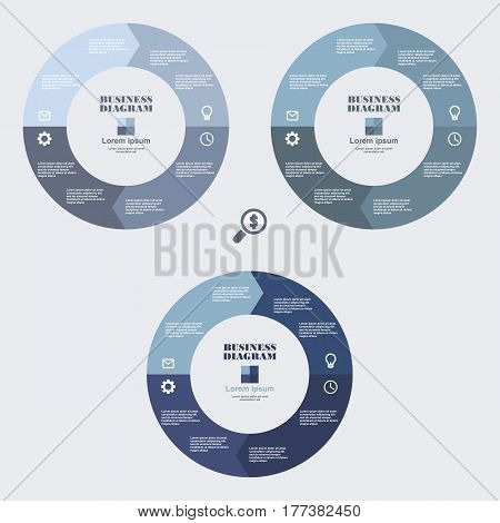 Business Infographic Diagram Blue Circle In Flat Design. Layout For Your Options Or Steps. Abstract