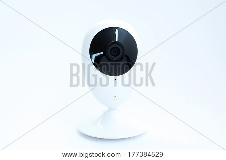 Surveillance Camera Isolated On White Background, With Clipping Paths