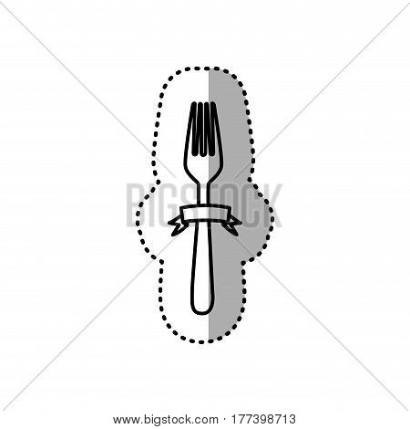 figure fork cutlery with riboon icon, vector illustration design