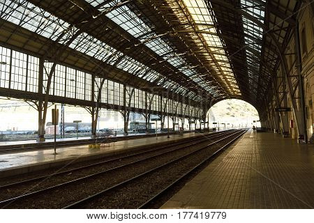 train station of Portbou Girona province Catalonia Spain