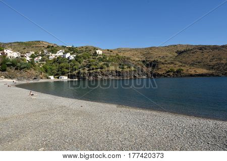 Beach Of The Village Of Portbou, Costa Brava,girona Province,catalonia,spain