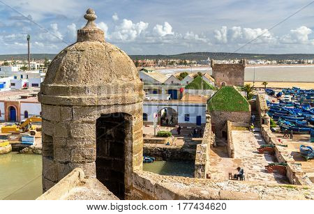 Sqala du Port, a defensive tower at the fishing port of Essaouira, Morocco