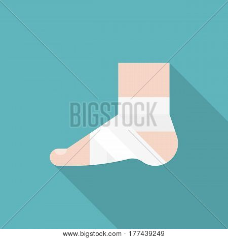 Injury Ankle and foot wrap in white elastic bandage icon, concept of first aid for trauma , accidental or over exercise