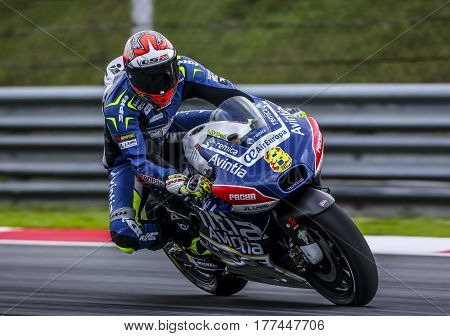 SEPANG MALAYSIA - JANUARY 30 2017 : Reale Esponsorama Racing rider Hector Barbera during 2017 MotoGP pre-season test at the Sepang International Circuit.
