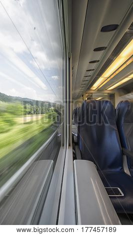 Landscape from train that seems impressionist painting
